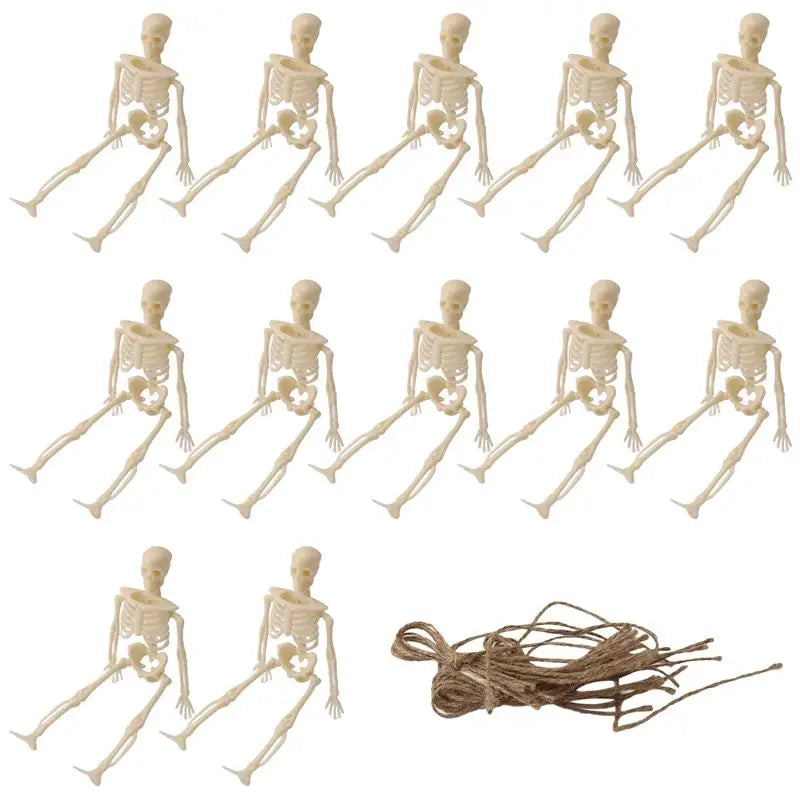 12 Pack Mini Skeleton Figurines Halloween Party Décor Set