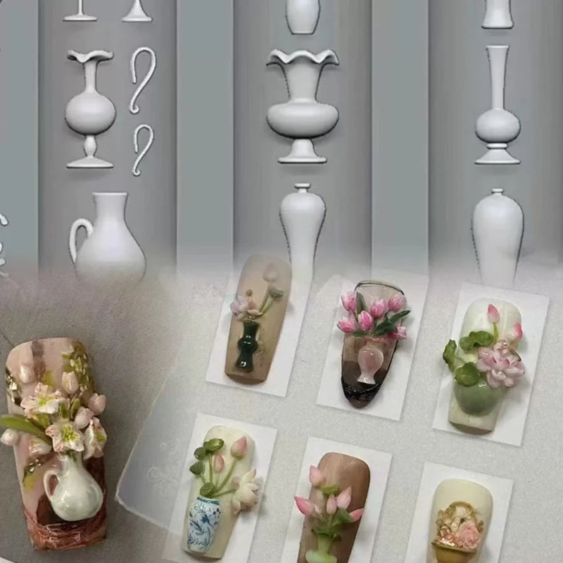 Mini Vase Silicone Nail Art Mold – Chinese Relief DIY Tool