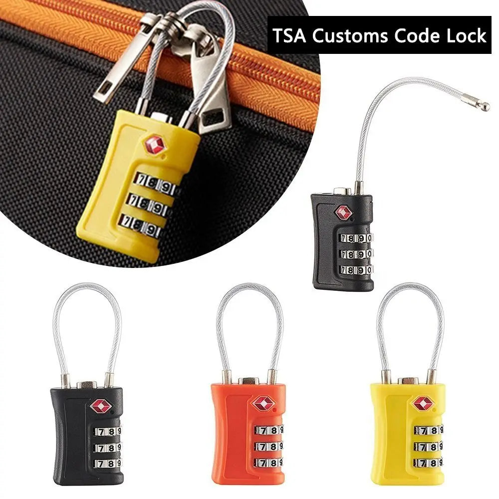 TSA 3-Digit Combination Lock – Travel Wire Rope Padlock