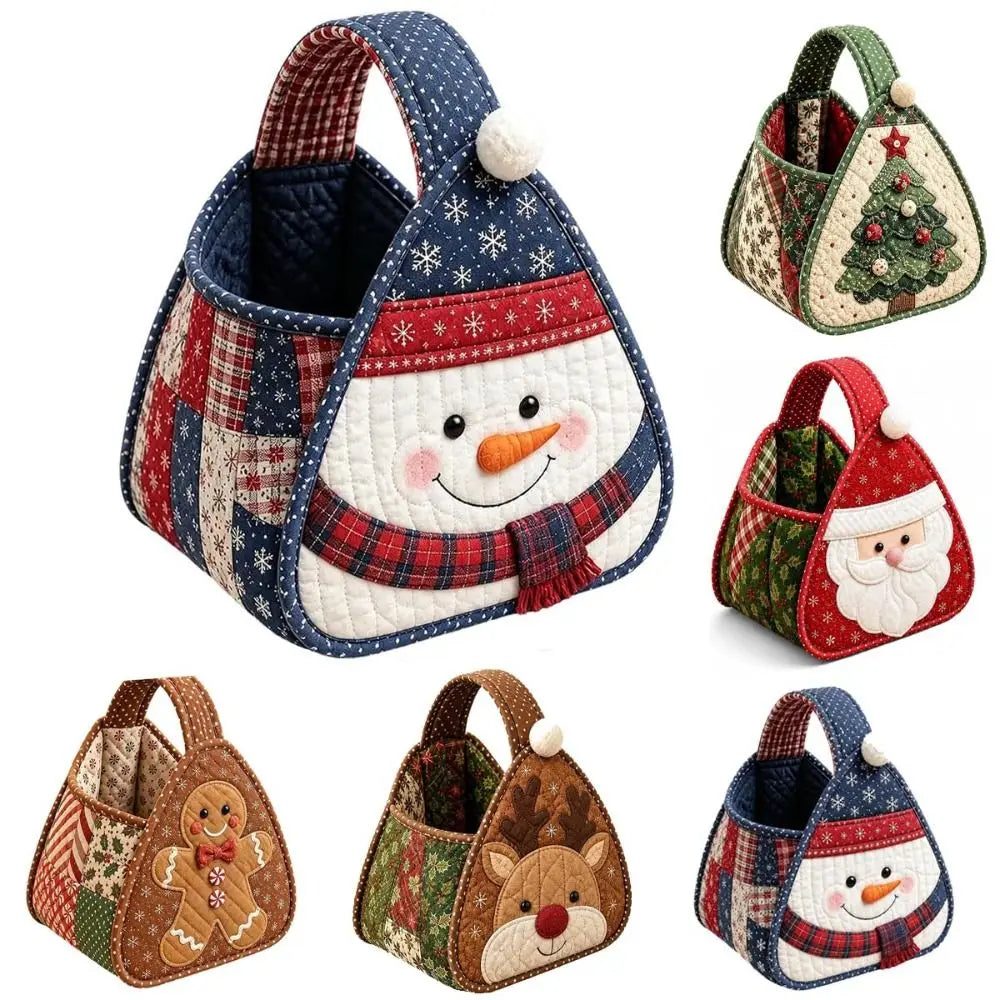 DIY Christmas Quilted Carry Basket – Foldable Patchwork Tote
