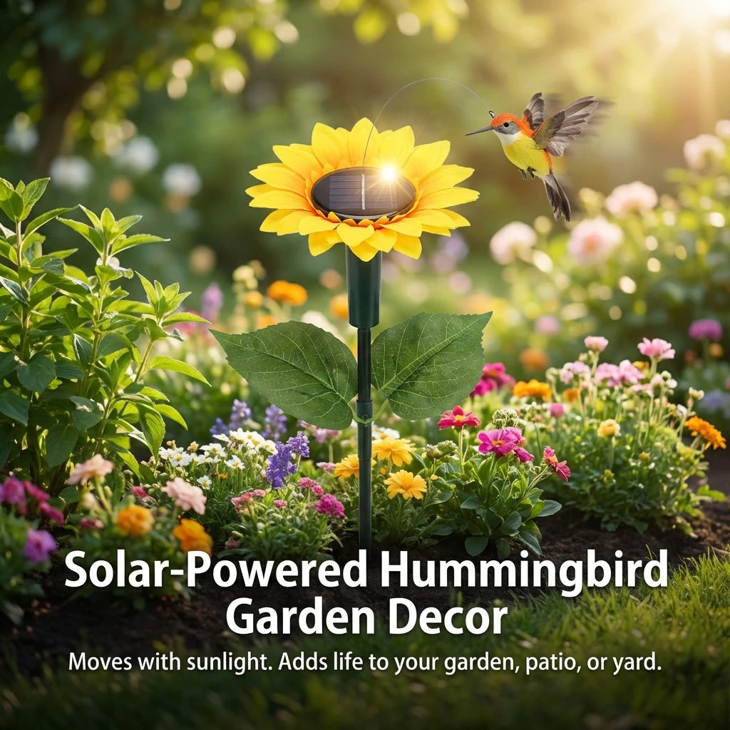 Solar Rotating Sunflower Garden Stake – Butterfly Hummingbird