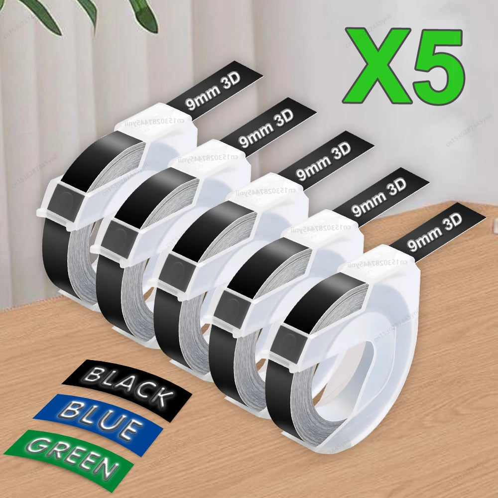 Compatible Dymo 3D Embossing Tape 9mm – 1/3/5-Pack | Labelwell