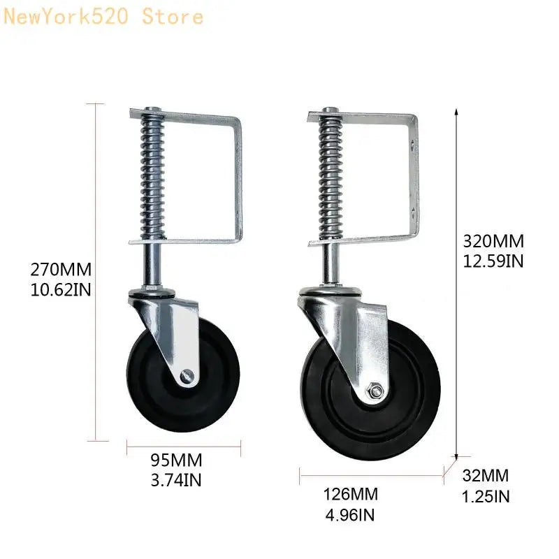 Spring-Loaded Gate Door Caster Wheel 50kg – 4" & 5" Sizes