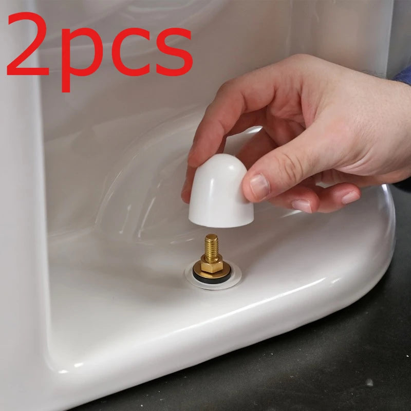 2-Pack Universal Round Toilet Bolt Caps with Extra Washers