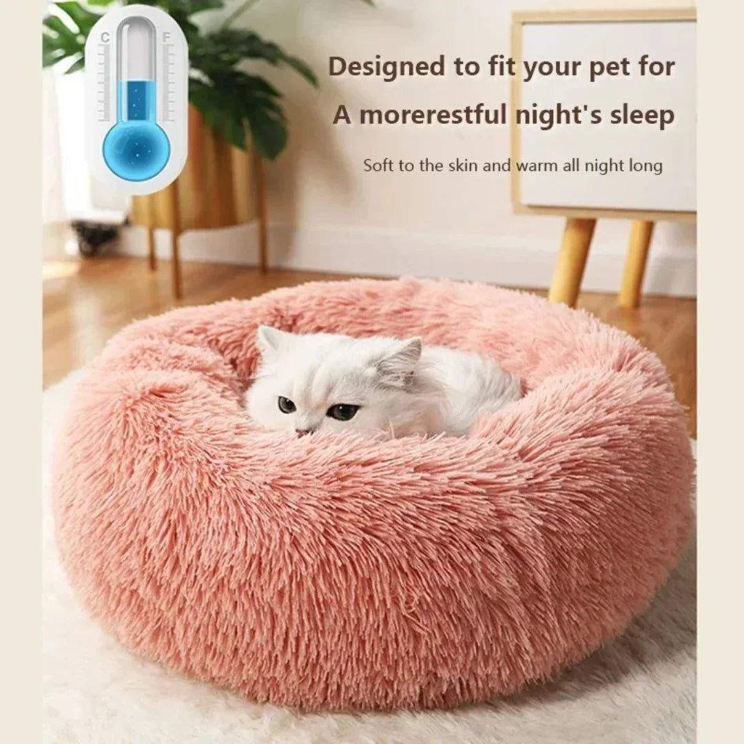 Plush Round Pet Bed 40–70cm Washable Warm Dog & Cat Nest