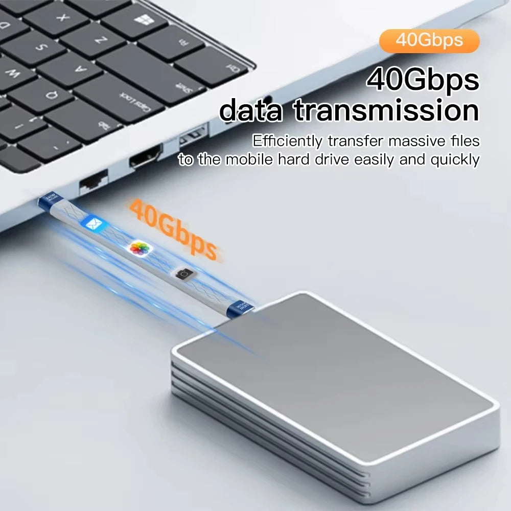 USB C to USB C 240W Short Flat Cable – 40Gbps 8K Fast Charge