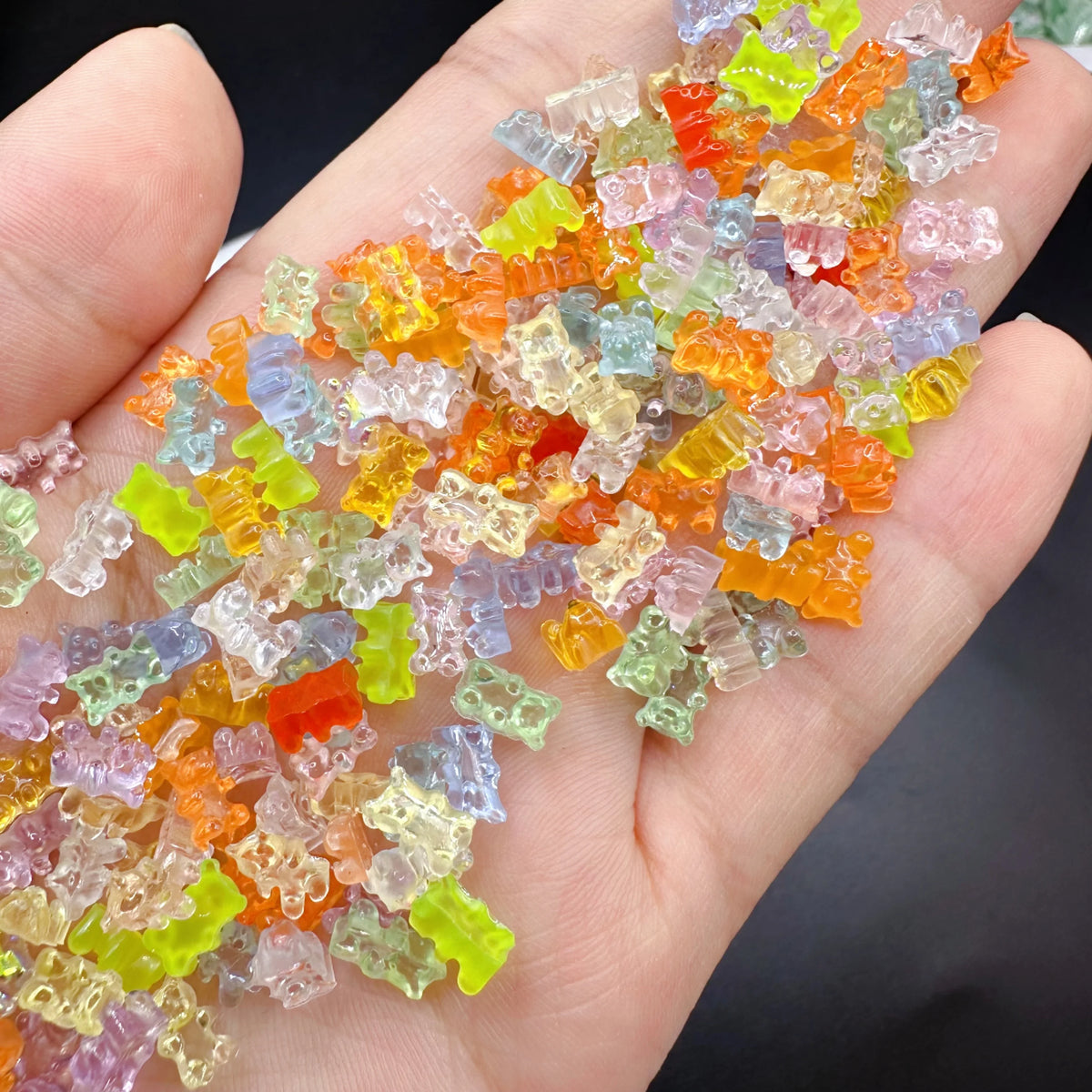 100pcs 3D Kawaii Jelly Bear Resin Nail Charms DIY Decoration