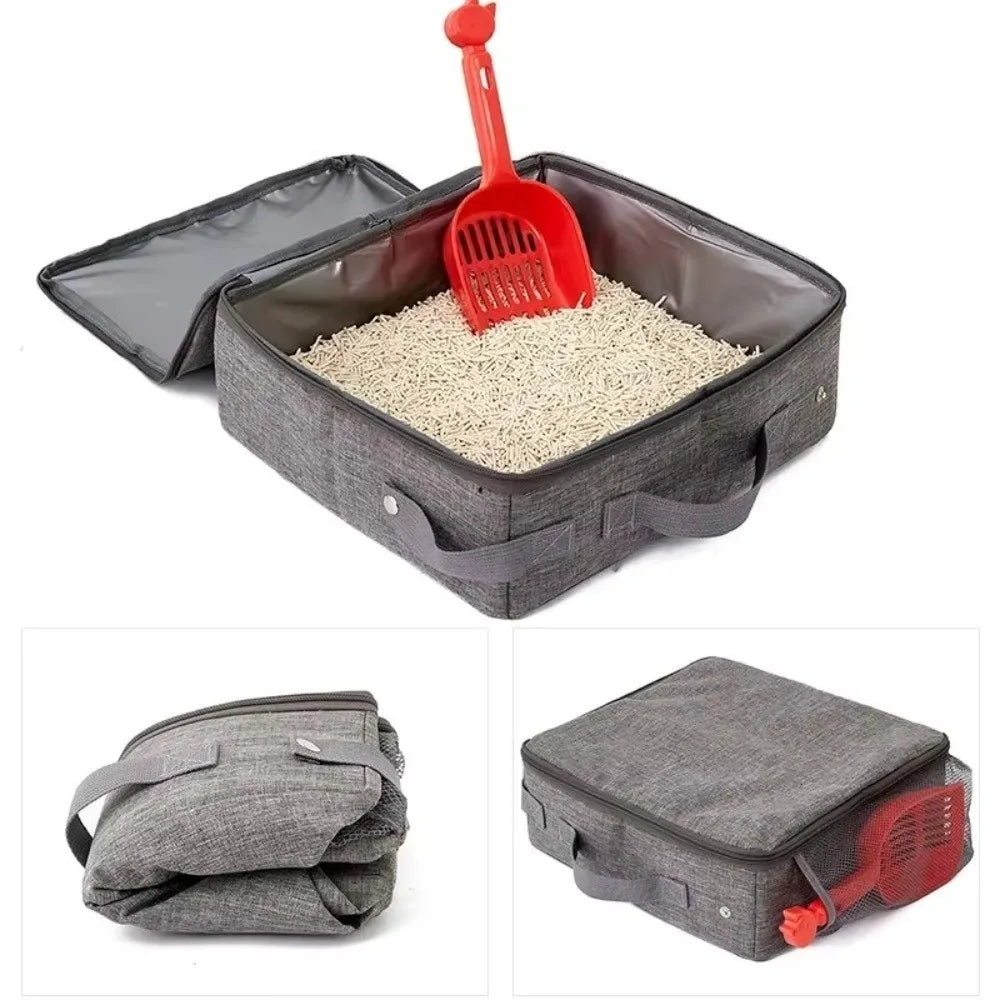 Foldable Waterproof Cat Litter Box – Portable Oxford Cloth