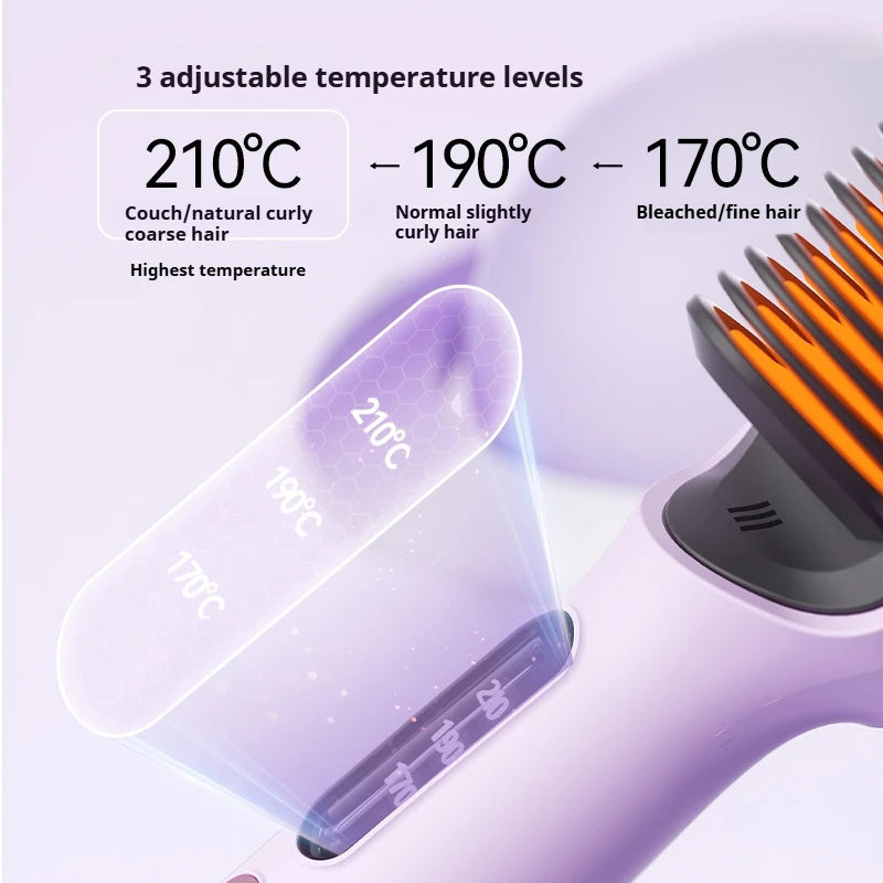 Negative Ion Hair Straightener Brush – 2-in-1 Straighten & Curl