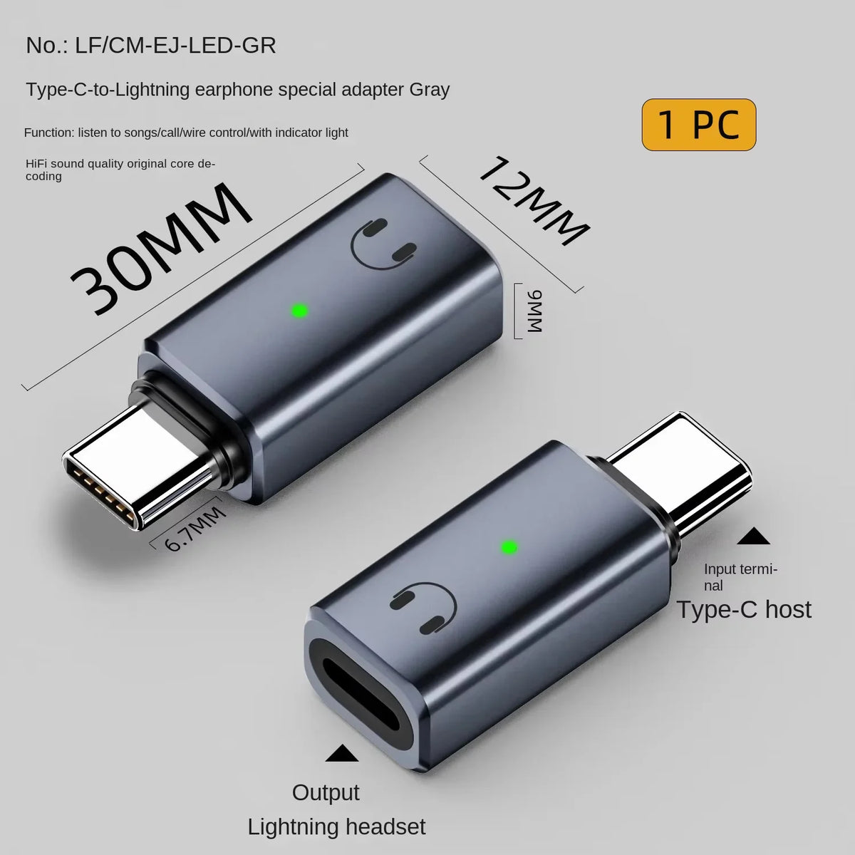 USB-C to Lightning Audio Adapter | Aluminum Earphone Converter