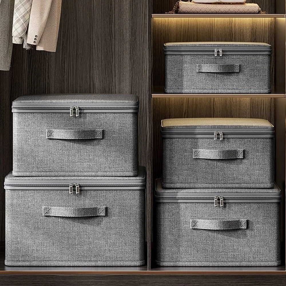 Foldable Clothes Storage Box with Lid & Zipper – Large Capacity