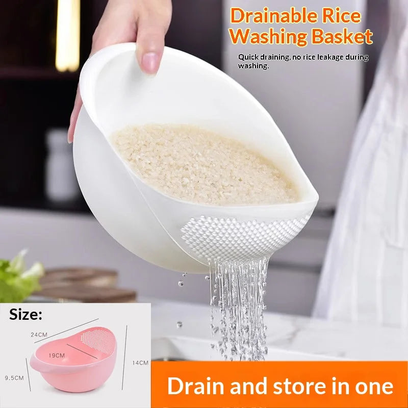 Rice Washer Colander Bowl – Plastic Drain Basket Strainer