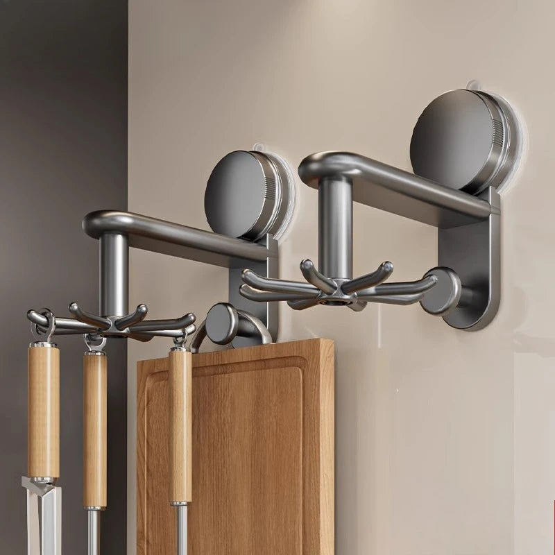 360° Rotating Suction Cup Hook Rack – Kitchen Organizer