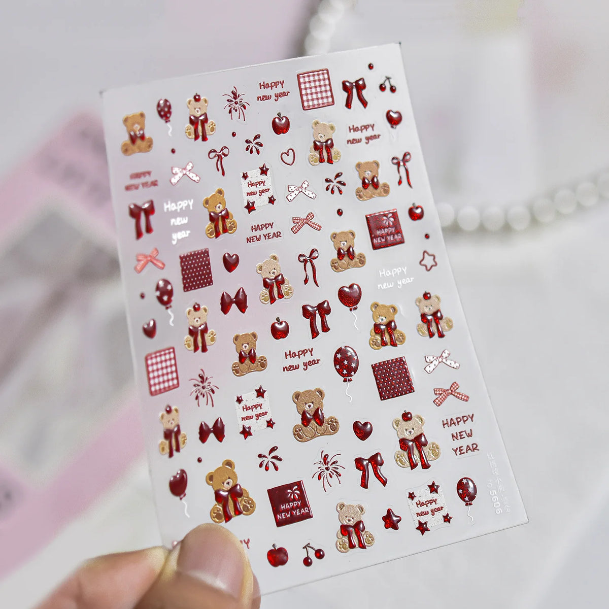 5D Embossed Teddy Bear Nail Art Stickers – DIY Manicure Decals