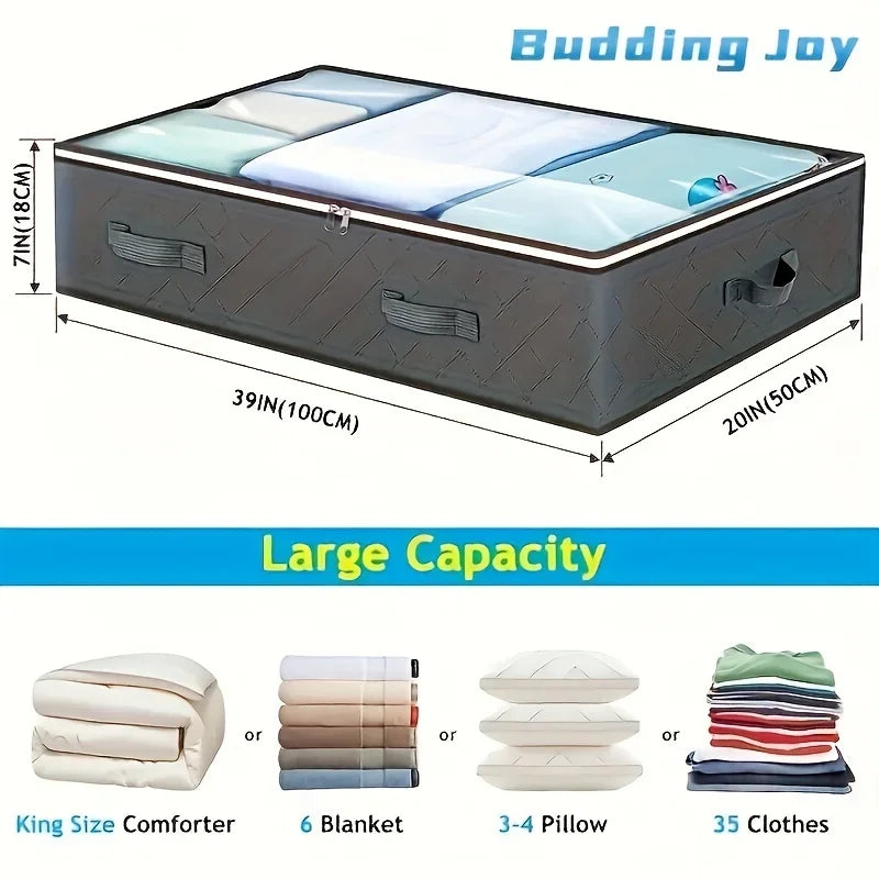 Under-Bed Storage Bag with Lid & Transparent Window Organizer