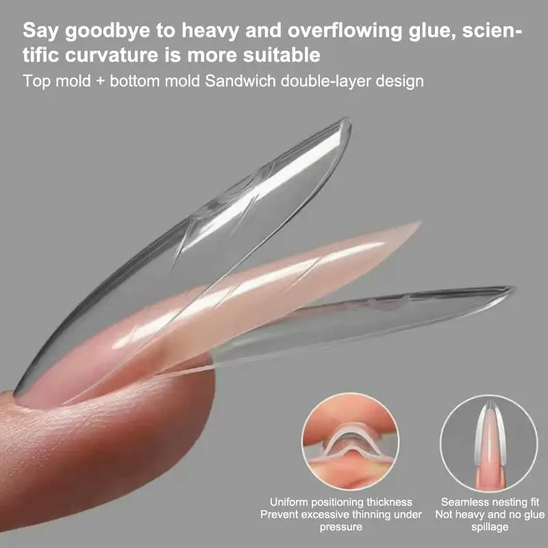 140/280Pcs Dual Nail Forms Full Cover Long Pointed Extension Tips