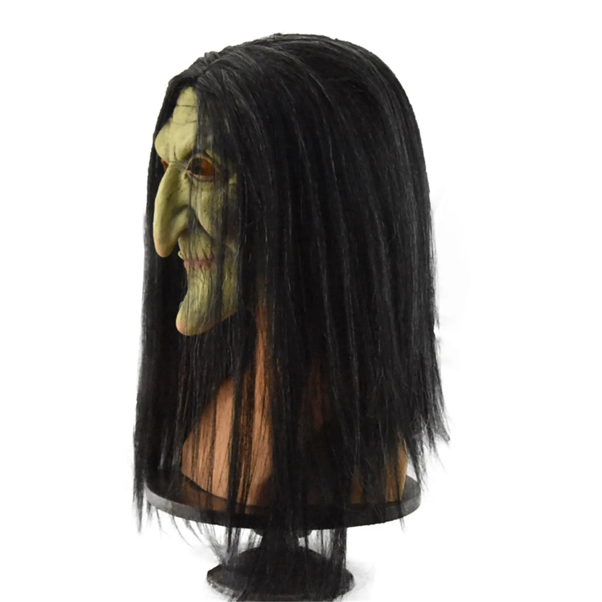 Scary Witch Latex Mask with Hair | Halloween Costume Prop