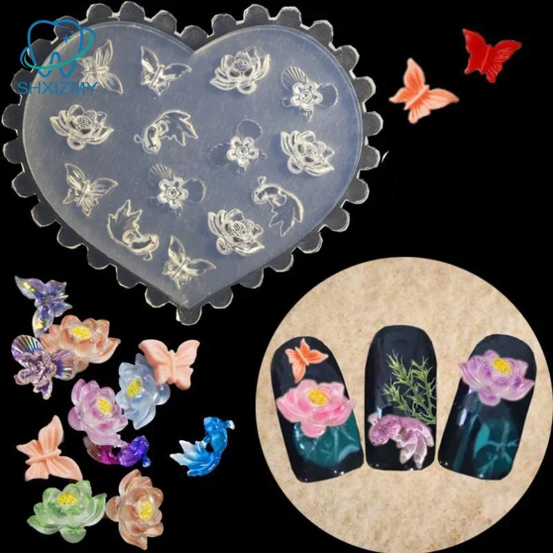 3D Silicone Nail Art Mold – Flowers, Hearts & Bows DIY