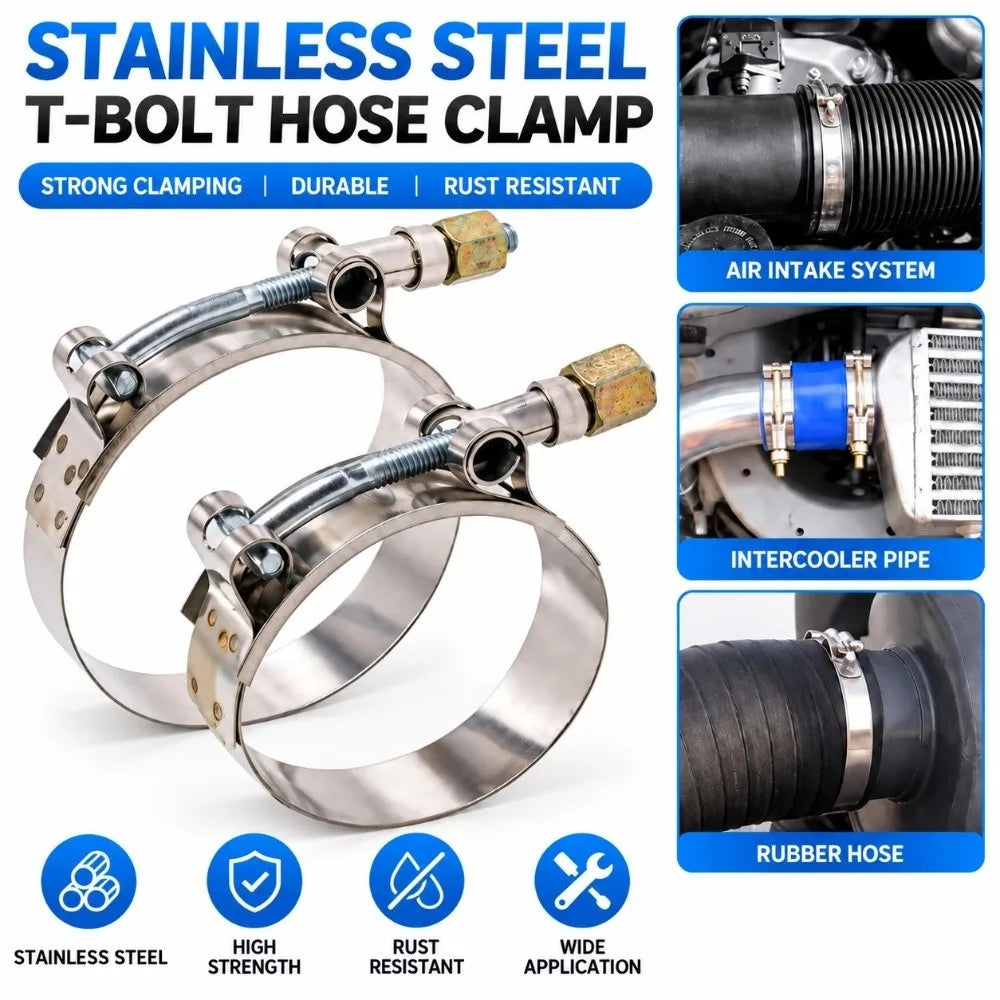 Stainless Steel T-Bolt Hose Clamp 51mm–150mm | Intake & Turbo