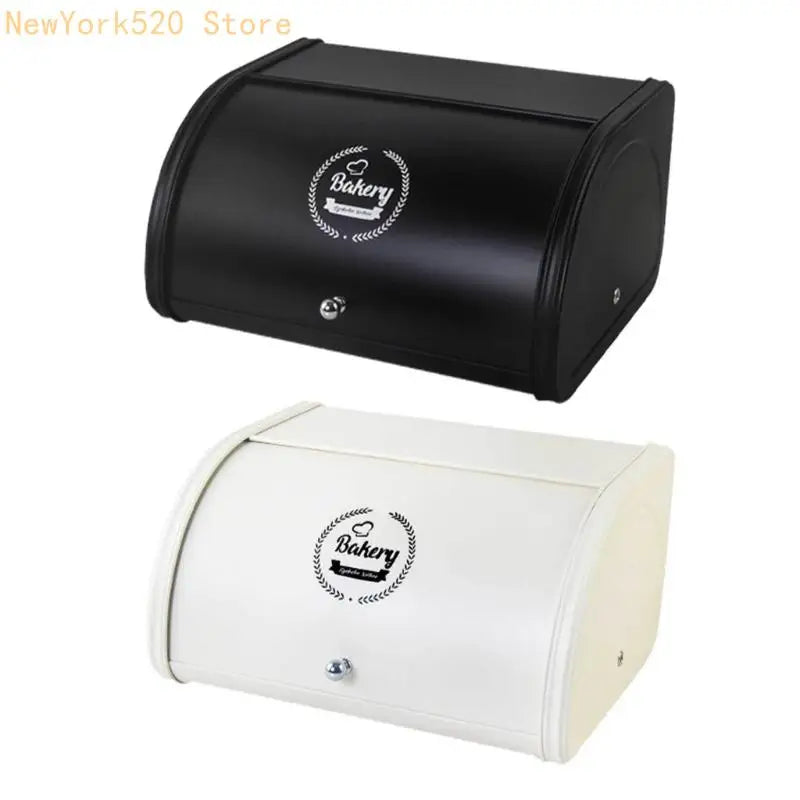 Rustic Iron Bread Box with Roll Top Lid – Kitchen Storage
