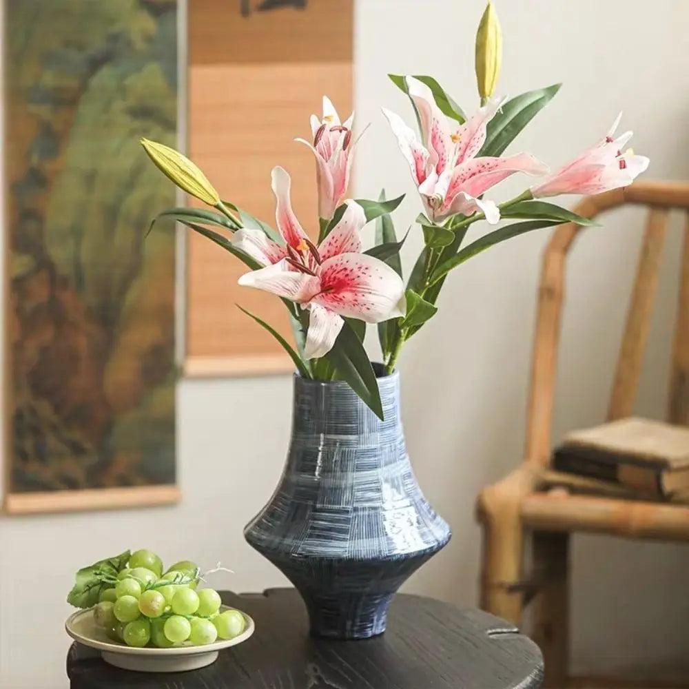 Artificial Silk Lily Bouquet 3 Heads | Oil Painting Style 73cm