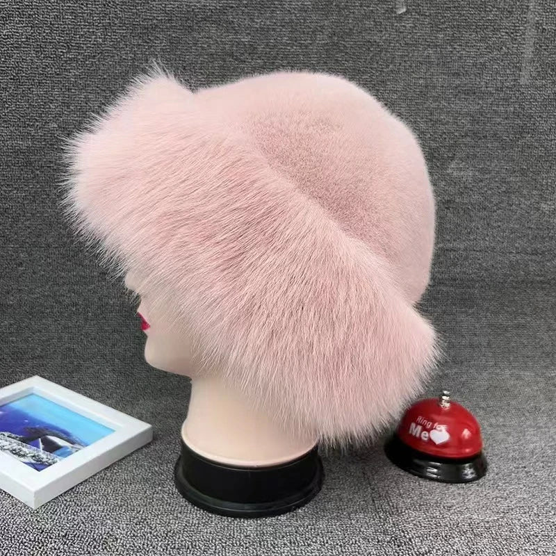 Women's Faux Fox Fur Winter Hat – Windproof Ear Warmer Ski Cap