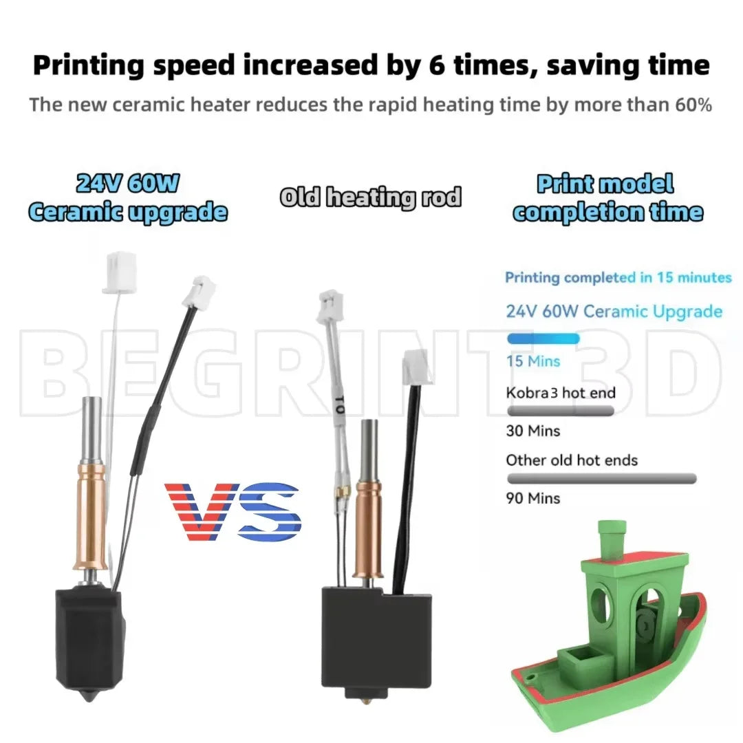 Upgraded Hotend Kit Anycubic Kobra 3 – Bi-Metal 24V 60W