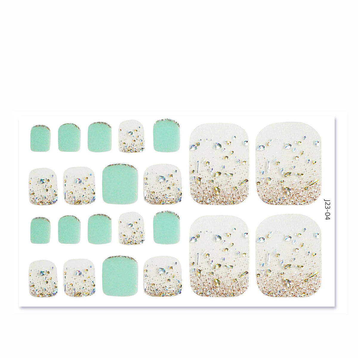 Glitter Toe Nail Stickers – 22-Tip Full Cover DIY Nail Art Decals
