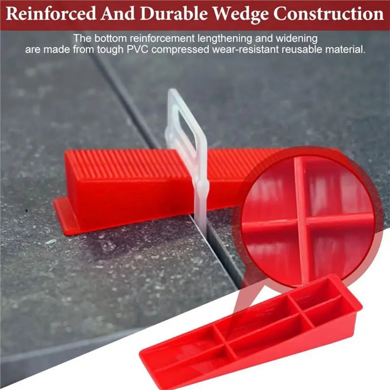 Tile Leveling System Kit 1/8" – 300 Clips, 200 Wedges & Plier