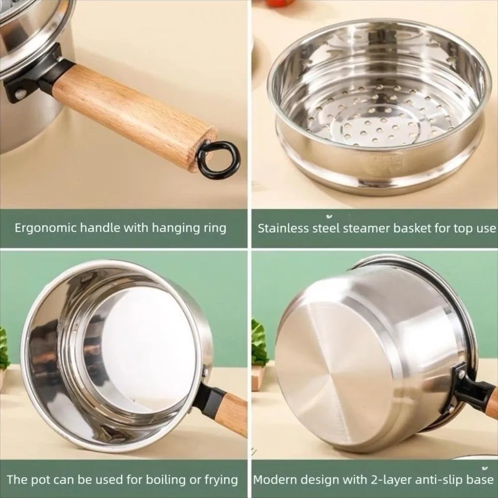 Stainless Steel 2-Layer Mini Steamer Pot 16/18cm with Lid