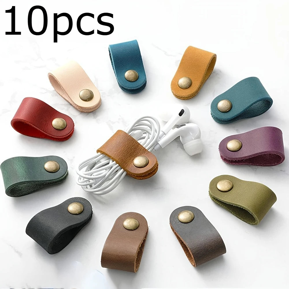 PU Leather Cable Ties Assorted Colors – 2/5/10 Pack