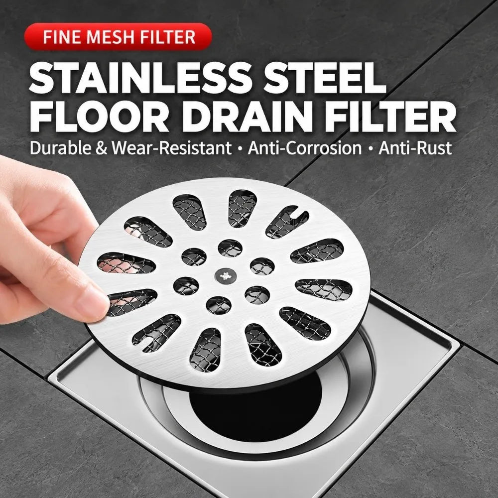 Stainless Steel Round Drain Cover with Mesh Hair Catcher