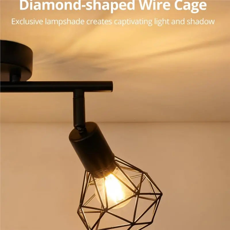 Retro Black E14 Wire Cage Spotlight – Adjustable Wall & Ceiling