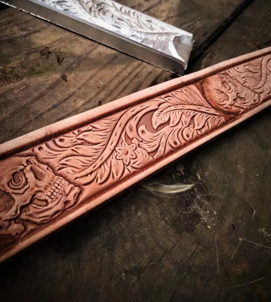 Aluminum Alloy Leather Embossing Mold – Tang Grass & Skull