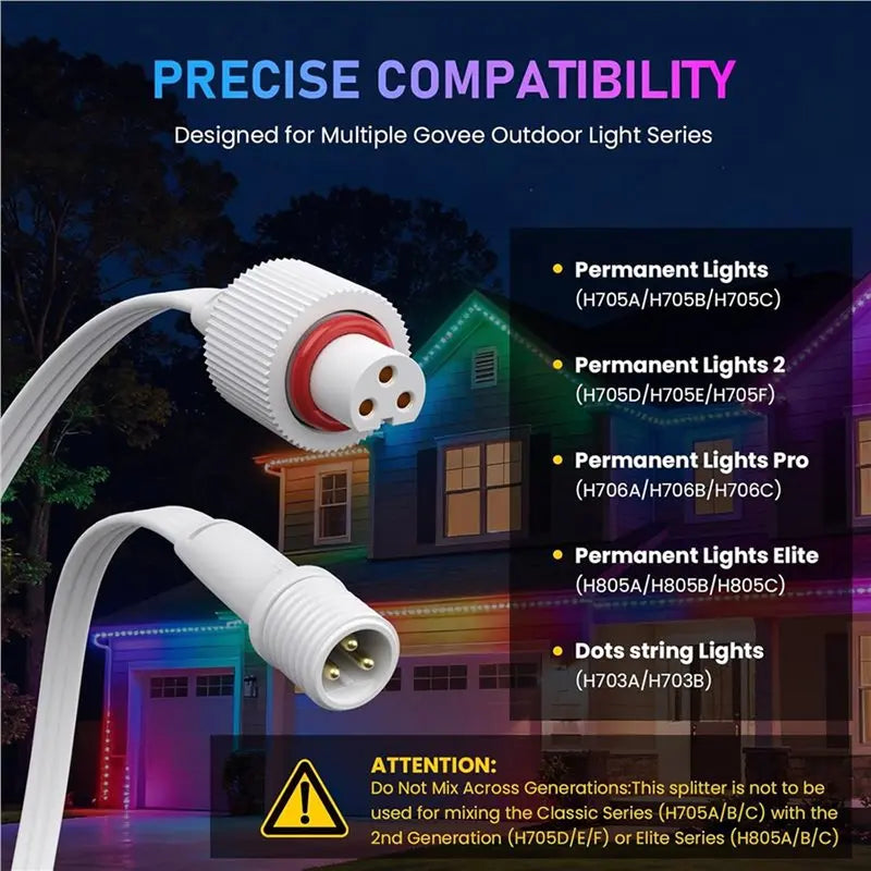 Y-Connector Splitter for Govee Outdoor Lights – 2-Pack Waterproof