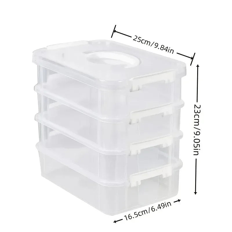 4-Layer Stackable Transparent Plastic Storage Organizer Box