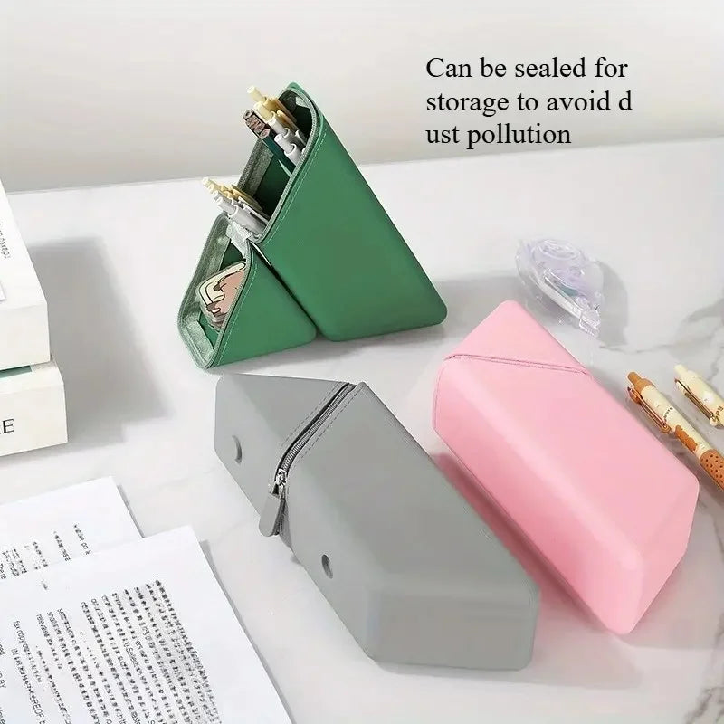 Foldable Silicone Pen Holder Large Capacity Desk Pencil Case