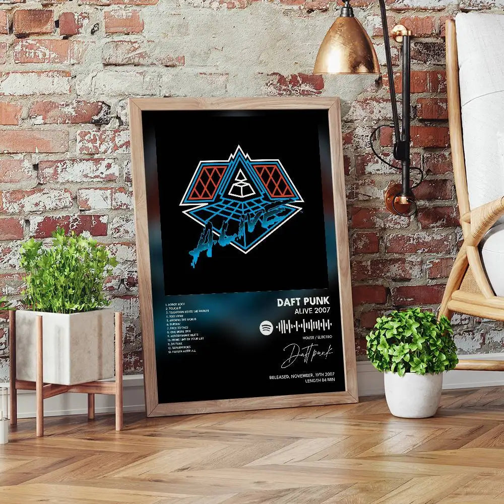 Daft Punk Self-Adhesive Waterproof Art Poster Wall Sticker