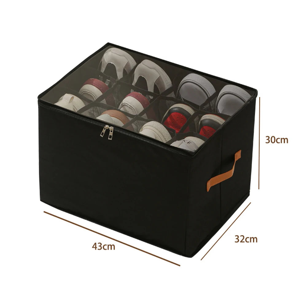 KindFuny 12-Pair Foldable Shoe Storage Box Organizer