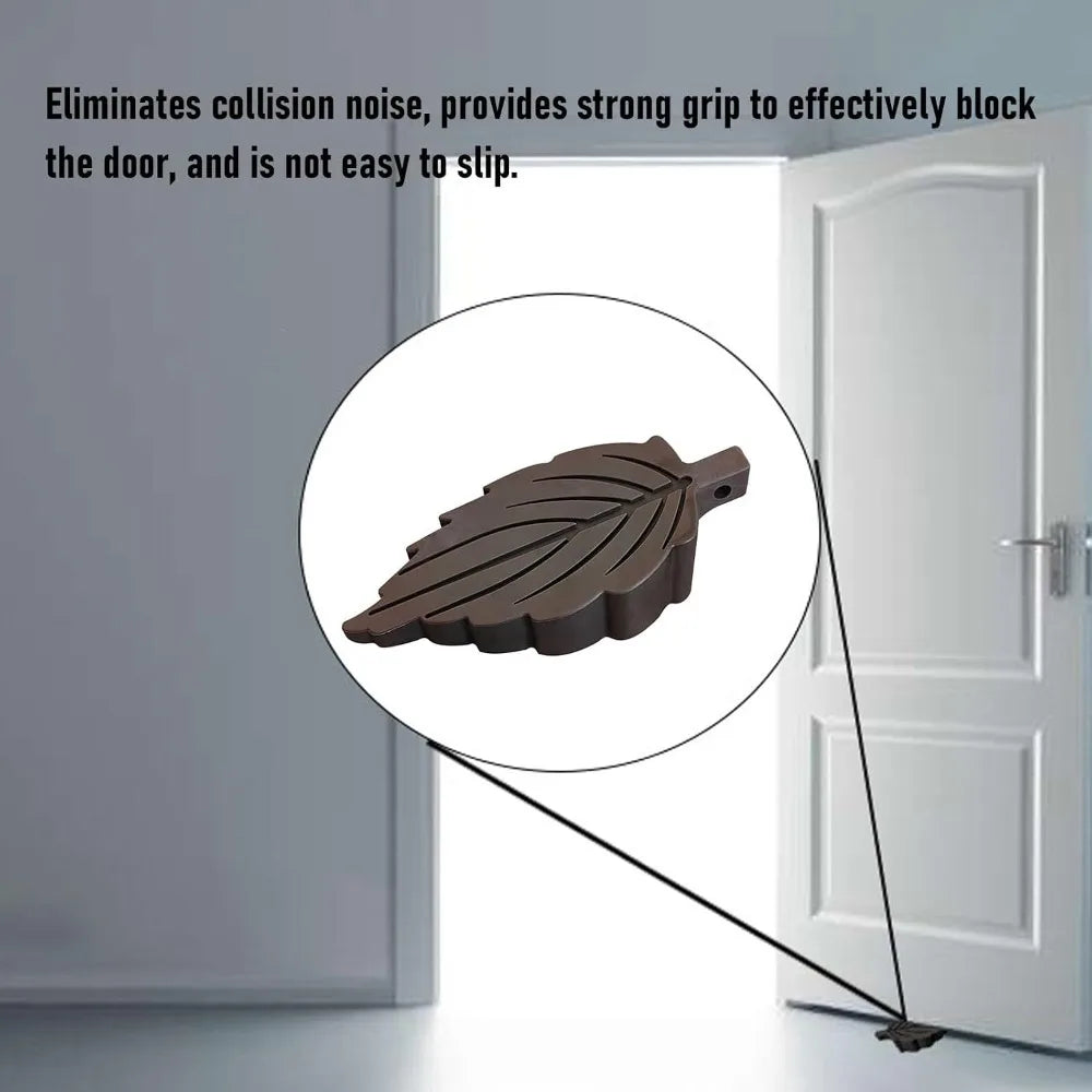 2-Pack Heavy Duty TPR Leaf Shape Door Stoppers – No Tools