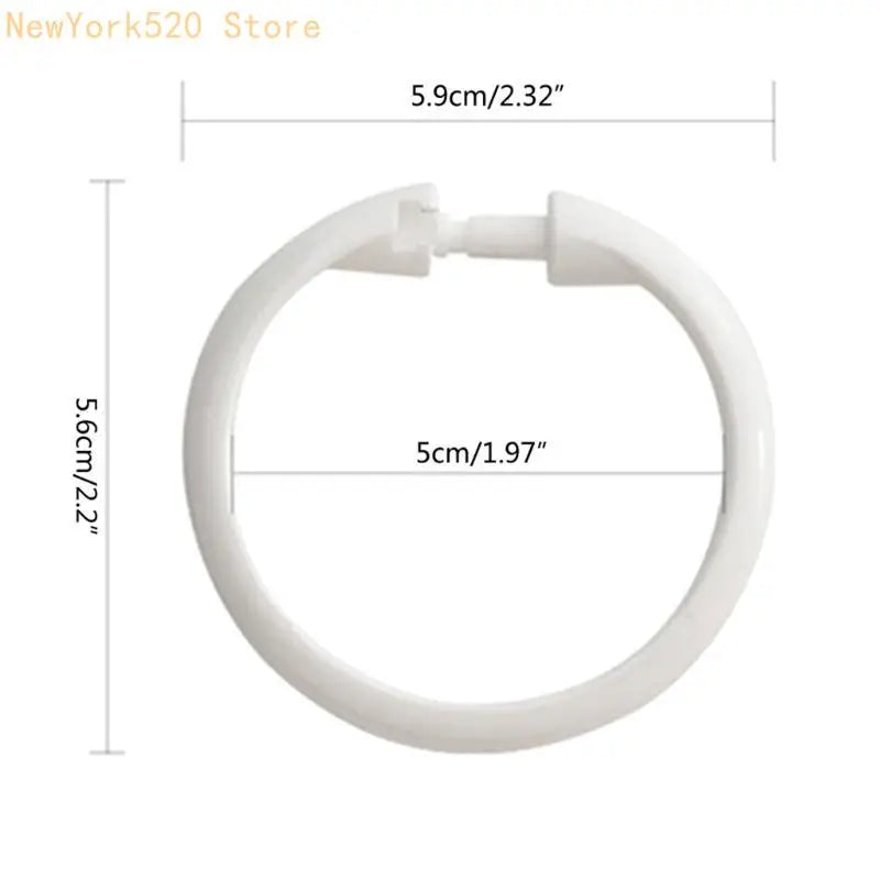 12-Pack Plastic Shower Curtain O-Rings – Smooth Gliding Hooks