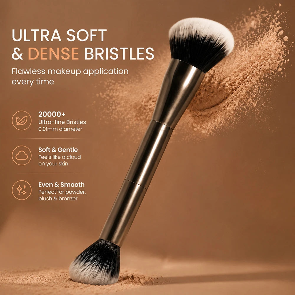 Double-Ended Makeup Brush – Ultra-Soft Synthetic Bristles