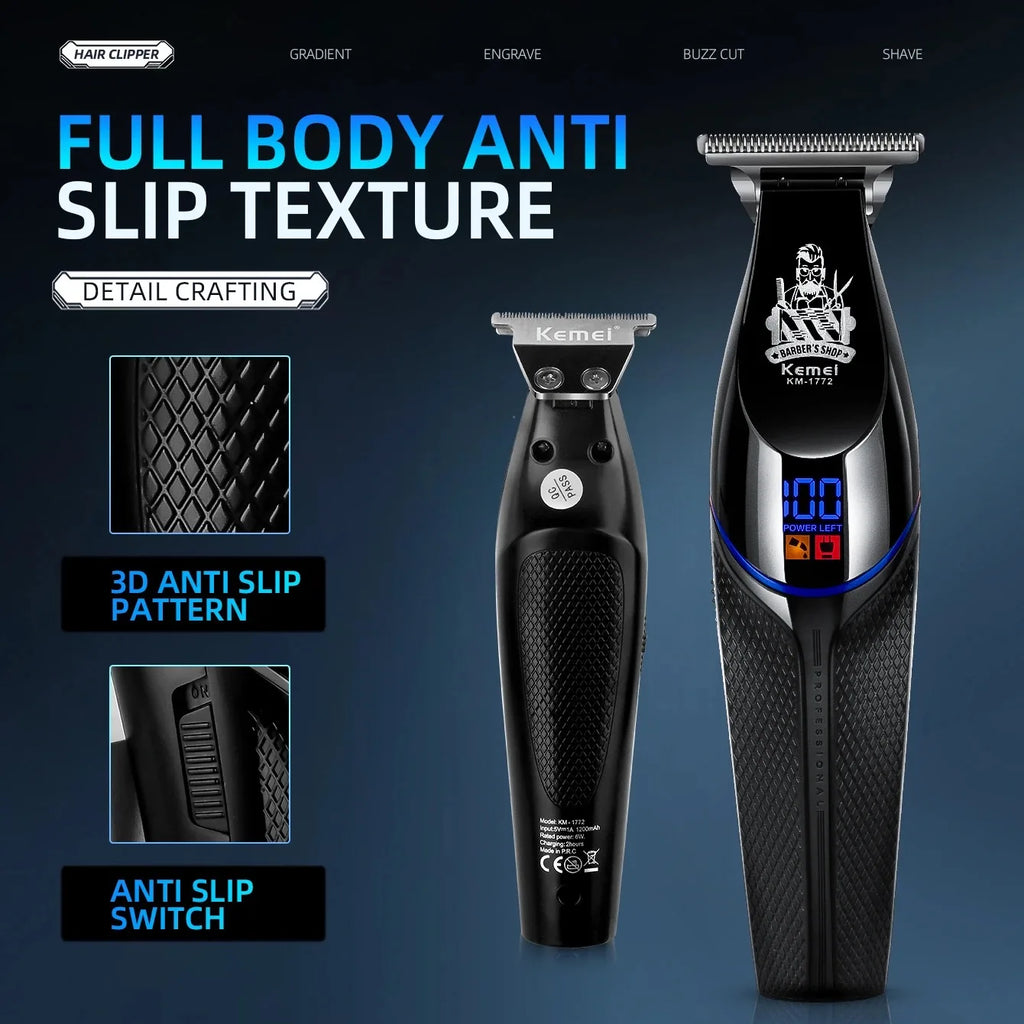 Kemei KM-1772 Cordless Hair Trimmer Clipper 7000RPM Zero Gap