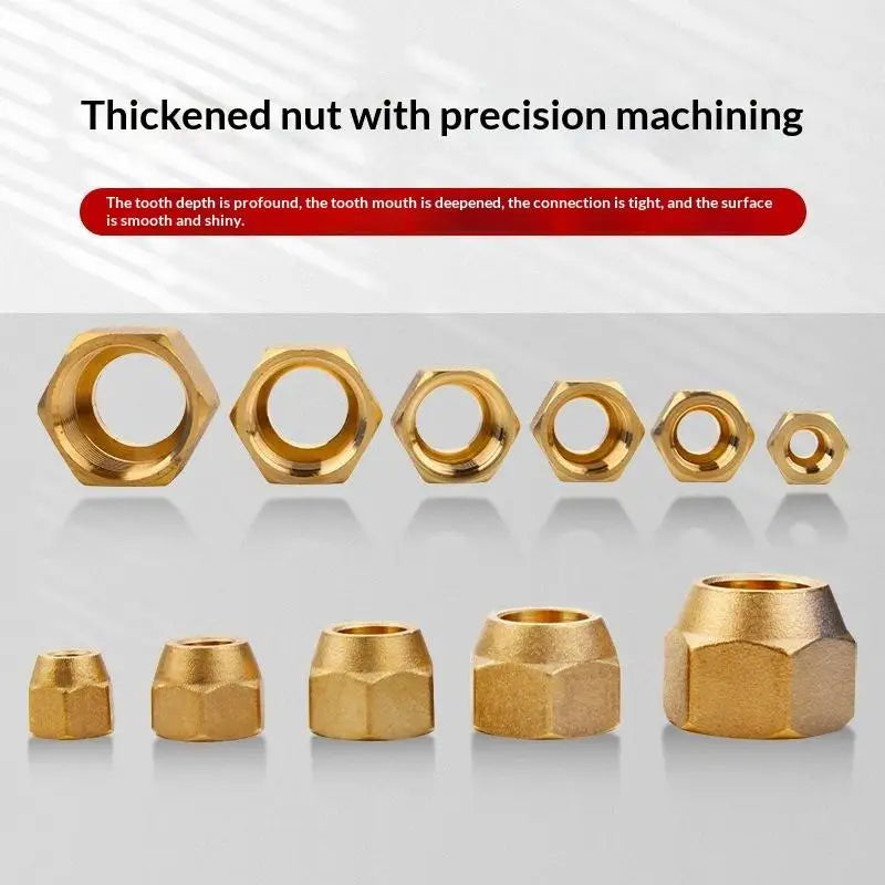 Brass Flare Nut HVAC AC Pipe Fitting 1/4" 3/8" 1/2" 5/8" 3/4"
