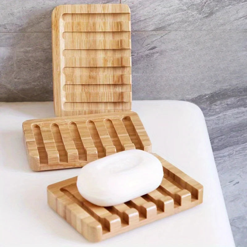 Bamboo Self-Draining Soap Dish – Minimalist Bathroom Soap Rack
