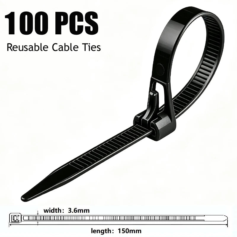 Reusable UV Resistant Nylon Cable Ties 100/300/1000 Pcs