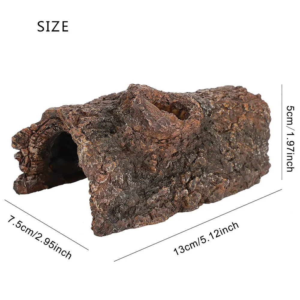 Resin Reptile Hide Cave Tree Bark Terrarium Hideout Decor