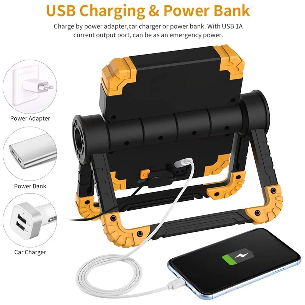 Rechargeable LED Work Light Foldable 360° Flood Light Stand