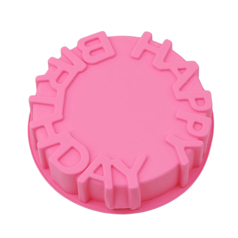 Happy Birthday Round Silicone Cake Mold – DIY Mousse Baking Pan