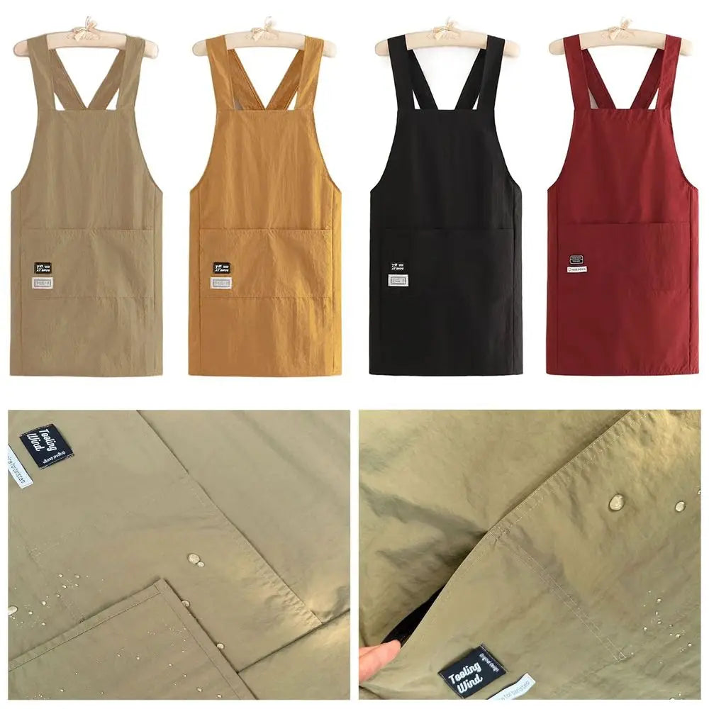 Cross Strap Waterproof Canvas Apron – Unisex Kitchen Smock